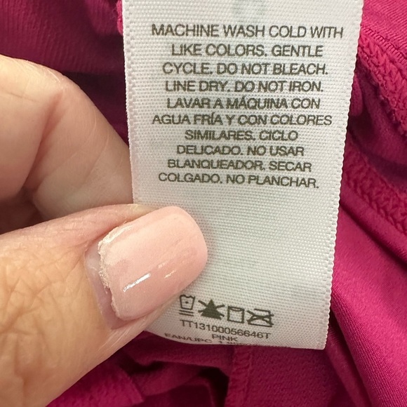 Time & Tru One Shoulder Ruffle Bathing Suit Top Size Large Fuchsia Pink NWT - Picture 6 of 12